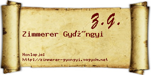 Zimmerer Gyöngyi névjegykártya