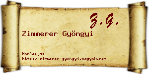 Zimmerer Gyöngyi névjegykártya